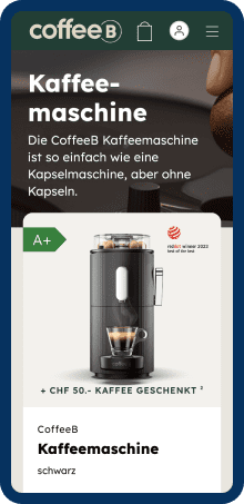 Darstellung "Coffee B" Onlineshop auf dem Handy