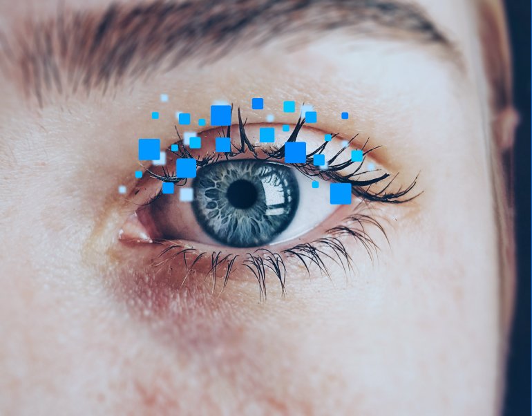 Abstract graphic merged with a human eye
